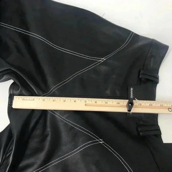 Manière De Voir Pants Womens 8 Black Faux Leather Cargo Moto Y2K Streetwear - Picture 6 of 16